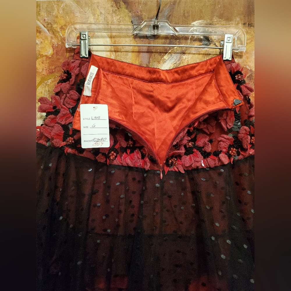 NWT $2690 sz 6 Rodarte Poinsetta embroidered layered tulle skirt with beads - Picture 4 of 7